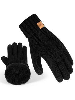 Women's Thermal Knit Touchscreen Winter Gloves Fleece Lined Cold Weather